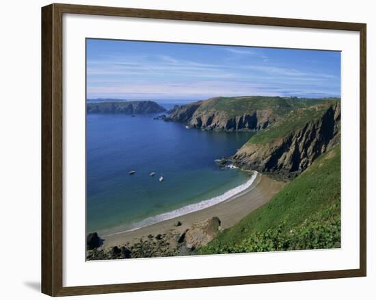 Aerial View over Beach at La Grande Greve, Sark, Channel Islands, United Kingdom, Europe-Lightfoot Jeremy-Framed Photographic Print