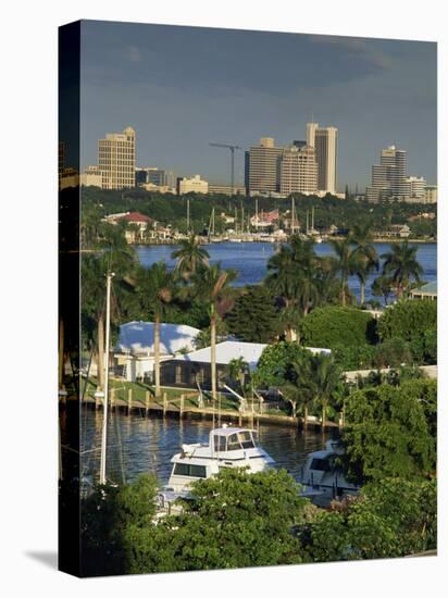 Aerial View over Boats and Houses on the Harbour with Fort Lauderdale Skyline Behind, Florida, USA-Miller John-Stretched Canvas