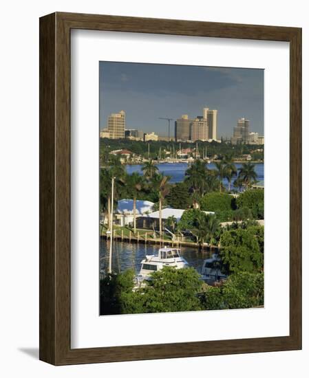 Aerial View over Boats and Houses on the Harbour with Fort Lauderdale Skyline Behind, Florida, USA-Miller John-Framed Photographic Print