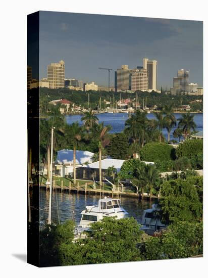 Aerial View over Boats and Houses on the Harbour with Fort Lauderdale Skyline Behind, Florida, USA-Miller John-Stretched Canvas