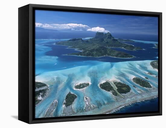 Aerial View over Bora Bora, French Polynesia-Neil Farrin-Framed Stretched Canvas