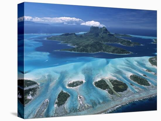 Aerial View over Bora Bora, French Polynesia-Neil Farrin-Stretched Canvas