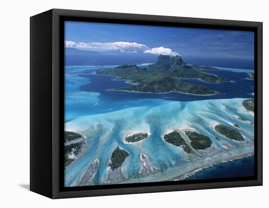 Aerial View over Bora Bora, French Polynesia-Neil Farrin-Framed Stretched Canvas