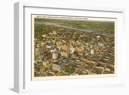 Aerial View over Downtown Portland, Oregon-null-Framed Art Print