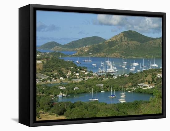 Aerial View over Falmouth Bay, with Moored Yachts, Antigua, Leeward Islands, West Indies, Caribbean-Lightfoot Jeremy-Framed Stretched Canvas