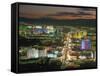 Aerial View over Lights of the City at Night, Las Vegas, Nevada, USA-null-Framed Stretched Canvas