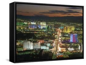 Aerial View over Lights of the City at Night, Las Vegas, Nevada, USA-null-Framed Stretched Canvas