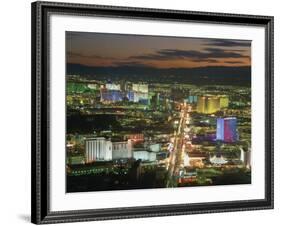 Aerial View over Lights of the City at Night, Las Vegas, Nevada, USA-null-Framed Photographic Print