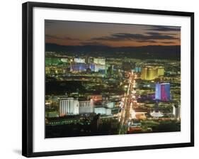 Aerial View over Lights of the City at Night, Las Vegas, Nevada, USA-null-Framed Photographic Print