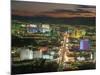 Aerial View over Lights of the City at Night, Las Vegas, Nevada, USA-null-Mounted Photographic Print