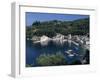 Aerial View over Loggos Harbour, Paxos, Ionian Islands, Greek Islands, Greece, Europe-Julia Bayne-Framed Photographic Print