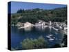 Aerial View over Loggos Harbour, Paxos, Ionian Islands, Greek Islands, Greece, Europe-Julia Bayne-Stretched Canvas