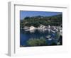 Aerial View over Loggos Harbour, Paxos, Ionian Islands, Greek Islands, Greece, Europe-Julia Bayne-Framed Photographic Print