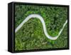 Aerial View over Mountain Road Going through Forest Landscape-Valentin Valkov-Framed Stretched Canvas