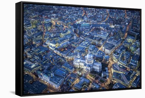 Aerial View over St. Paul's Cathedral, at Night London, England-Jon Arnold-Framed Stretched Canvas