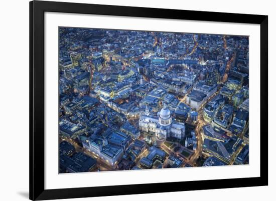 Aerial View over St. Paul's Cathedral, at Night London, England-Jon Arnold-Framed Photographic Print