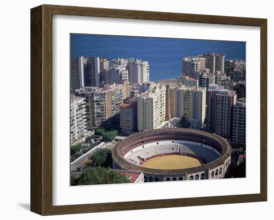 Aerial View Over the Bullring and City, Malaga, Costa Del Sol, Spain, Mediterranean-Oliviero Olivieri-Framed Photographic Print