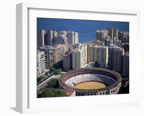 Aerial View Over the Bullring and City, Malaga, Costa Del Sol, Spain, Mediterranean-Oliviero Olivieri-Framed Photographic Print