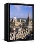 Aerial View Over the Dome of the Radcliffe Camera and a Spire of an Oxford College, England, UK-Nigel Francis-Framed Stretched Canvas