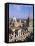 Aerial View Over the Dome of the Radcliffe Camera and a Spire of an Oxford College, England, UK-Nigel Francis-Framed Stretched Canvas