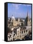 Aerial View Over the Dome of the Radcliffe Camera and a Spire of an Oxford College, England, UK-Nigel Francis-Framed Stretched Canvas