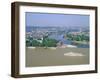 Aerial View Over the Junction Between the Rhine River and the Mosel River at Koblenz, Palatinate-Hans Peter Merten-Framed Photographic Print