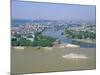 Aerial View Over the Junction Between the Rhine River and the Mosel River at Koblenz, Palatinate-Hans Peter Merten-Mounted Photographic Print