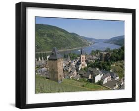 Aerial View over the Town of Bacharach and the Rhine River, Rhineland, Germany, Europe-Hans Peter Merten-Framed Photographic Print