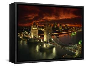 Aerial View over Tower Bridge, London, England, United Kingdom, Europe-Dominic Harcourt-webster-Framed Stretched Canvas