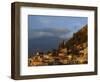 Aerial View over Town of Taormina at Dusk, Including Mount Etna, 3340M, in Distance, Sicily, Italy-Maxwell Duncan-Framed Photographic Print