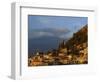 Aerial View over Town of Taormina at Dusk, Including Mount Etna, 3340M, in Distance, Sicily, Italy-Maxwell Duncan-Framed Photographic Print
