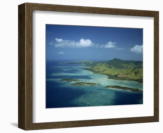 Aerial View over Yasawa Island, Fiji, Pacific Islands, Pacific-Strachan James-Framed Photographic Print