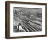Aerial View Overlooking Network of Tracks for 20 Major Railroads Converging on Union Station-Andreas Feininger-Framed Photographic Print