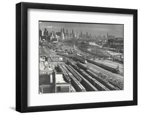 Aerial View Overlooking Network of Tracks for 20 Major Railroads Converging on Union Station-Andreas Feininger-Framed Photographic Print