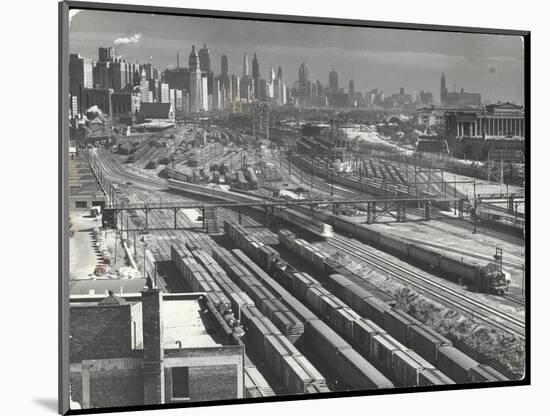 Aerial View Overlooking Network of Tracks for 20 Major Railroads Converging on Union Station-Andreas Feininger-Mounted Photographic Print