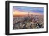 Aerial View Paris at Sunset-null-Framed Art Print