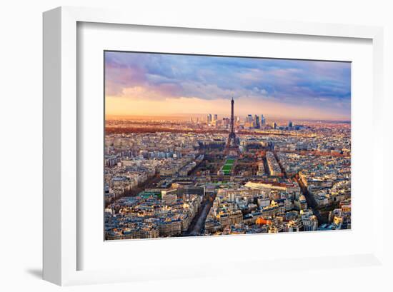 Aerial View Paris at Sunset-null-Framed Art Print