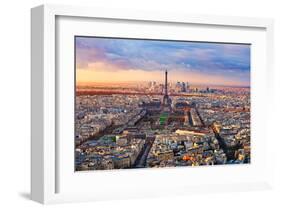 Aerial View Paris at Sunset-null-Framed Art Print