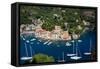 Aerial View, Portofino, Liguria, Italy, Europe-Peter Groenendijk-Framed Stretched Canvas