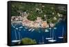 Aerial View, Portofino, Liguria, Italy, Europe-Peter Groenendijk-Framed Stretched Canvas