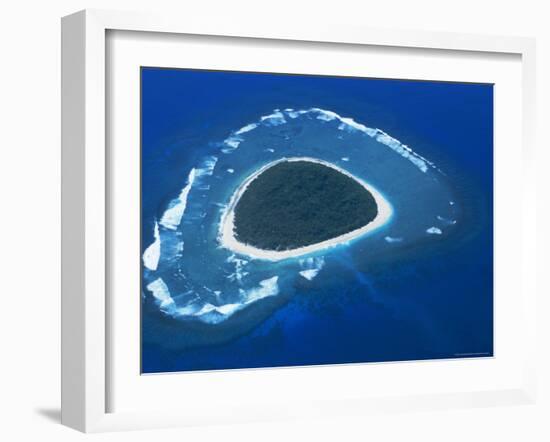 Aerial View, Reef Formation and Island, Fiji, South Pacific Islands-Lousie Murray-Framed Photographic Print