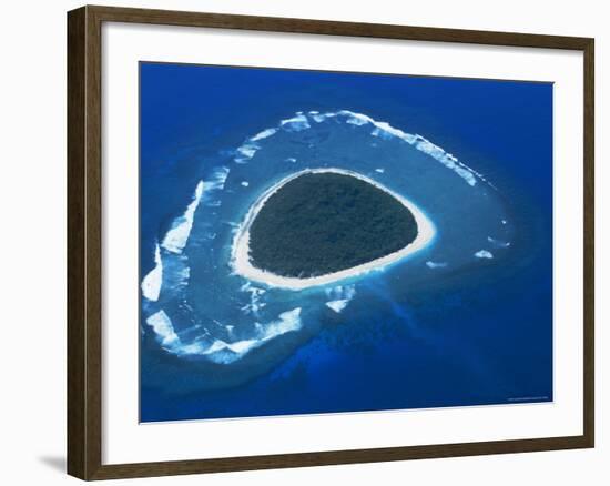 Aerial View, Reef Formation and Island, Fiji, South Pacific Islands-Lousie Murray-Framed Photographic Print