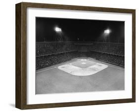 Aerial View Showing the Brooklyn Dodgers vs. St. Louis Cardinals Baseball Game at Ebbets Field-David Scherman-Framed Photographic Print