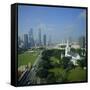 Aerial View, Singapore, Asia-David Lomax-Framed Stretched Canvas
