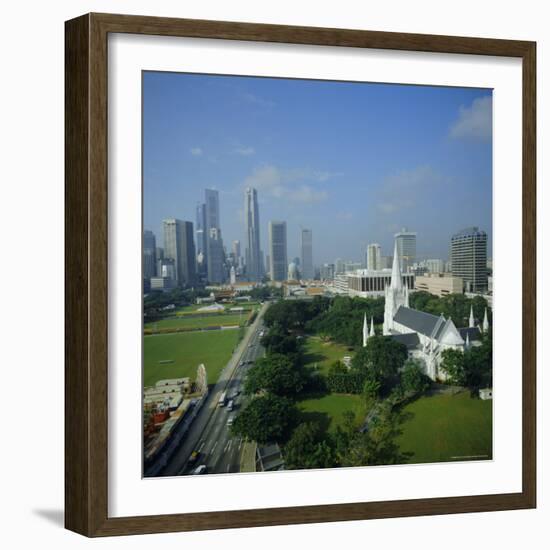 Aerial View, Singapore, Asia-David Lomax-Framed Photographic Print