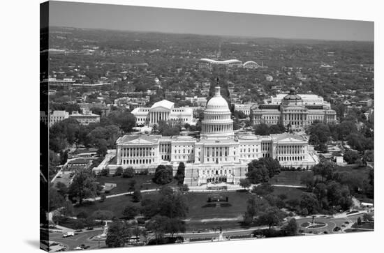 Aerial view, United States Capitol building, Washington, D.C. - Black and White Variant-Carol Highsmith-Stretched Canvas
