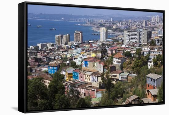 Aerial View, Valparaiso, Chile-Peter Groenendijk-Framed Stretched Canvas