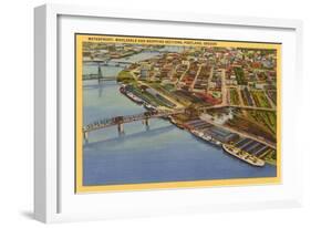 Aerial View, Waterfront, Portland, Oregon-null-Framed Art Print