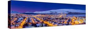 Aerial view - Wintertime in Akureyri, Northern, Iceland.-null-Stretched Canvas