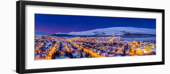 Aerial view - Wintertime in Akureyri, Northern, Iceland.-null-Framed Photographic Print